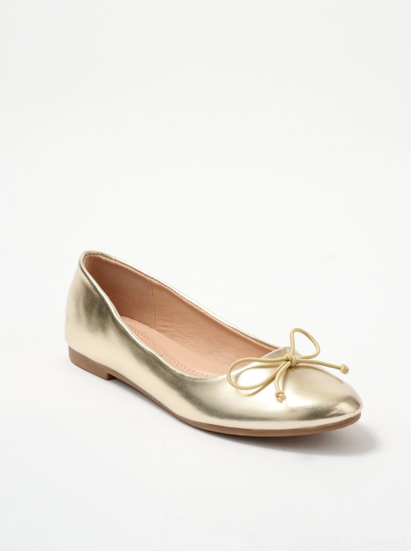 Ballerines talon plat n¿ud fantaisie Doré/or - Kiabi