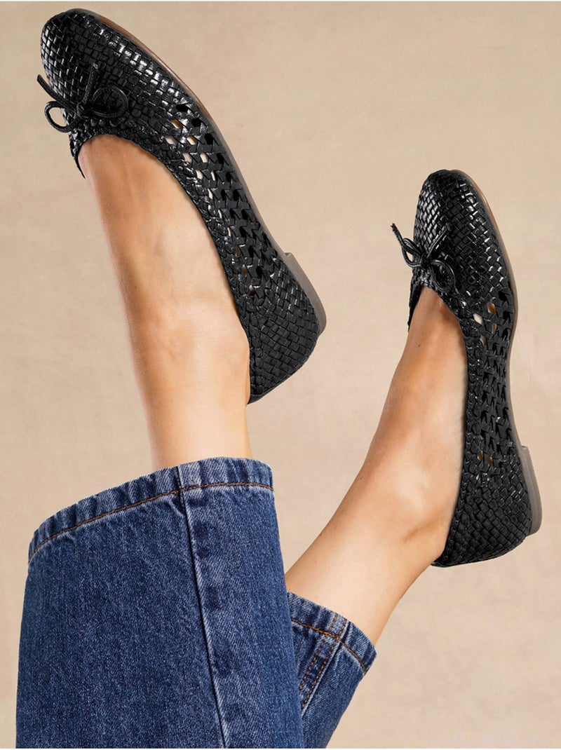 Ballerines tout cuir tressées - PEDICONFORT Bleu marine - Kiabi