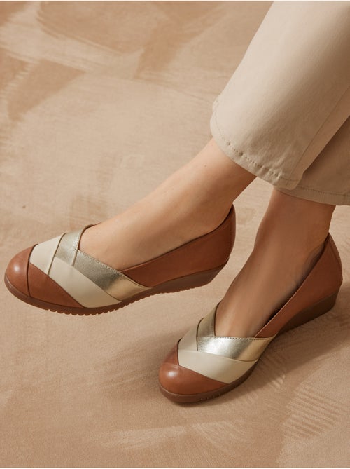 Ballerines tricolore tout cuir - PEDICONFORT - Kiabi