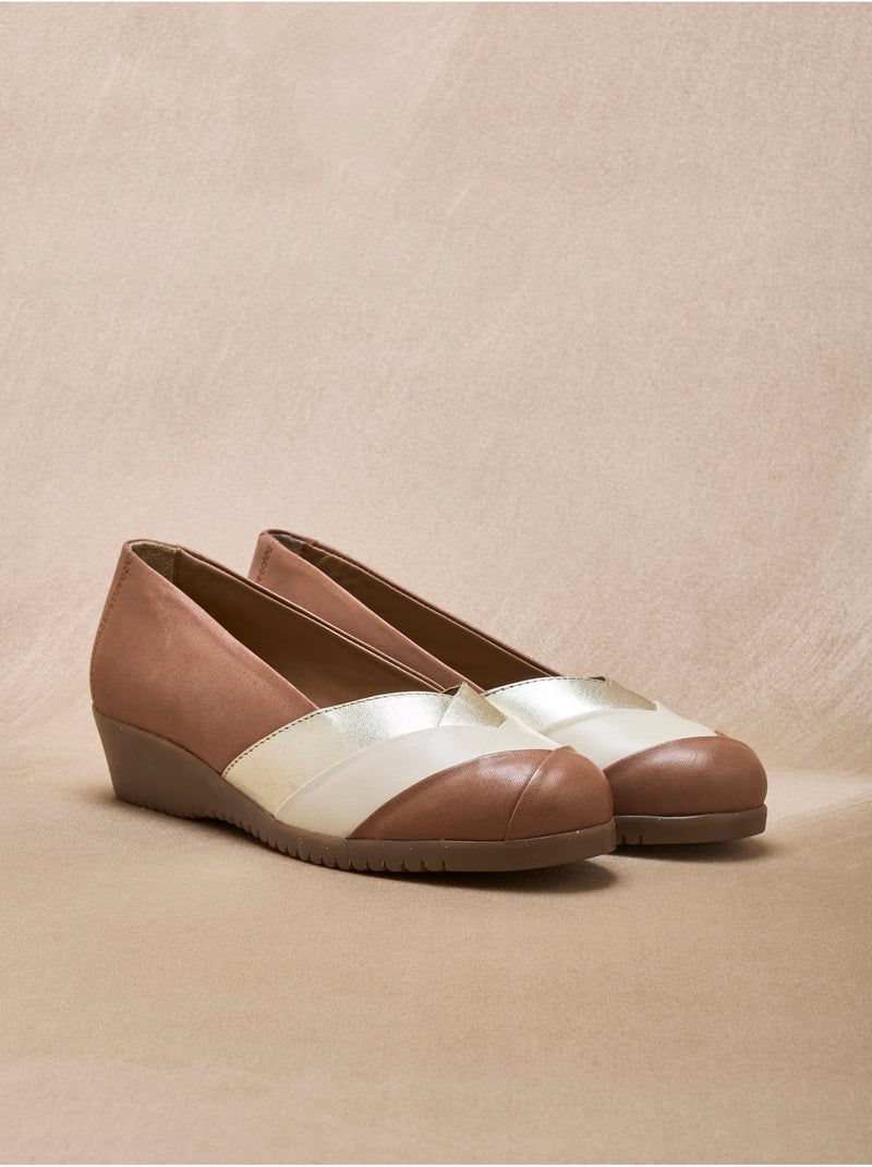 Ballerines tricolore tout cuir - PEDICONFORT Marron - Kiabi
