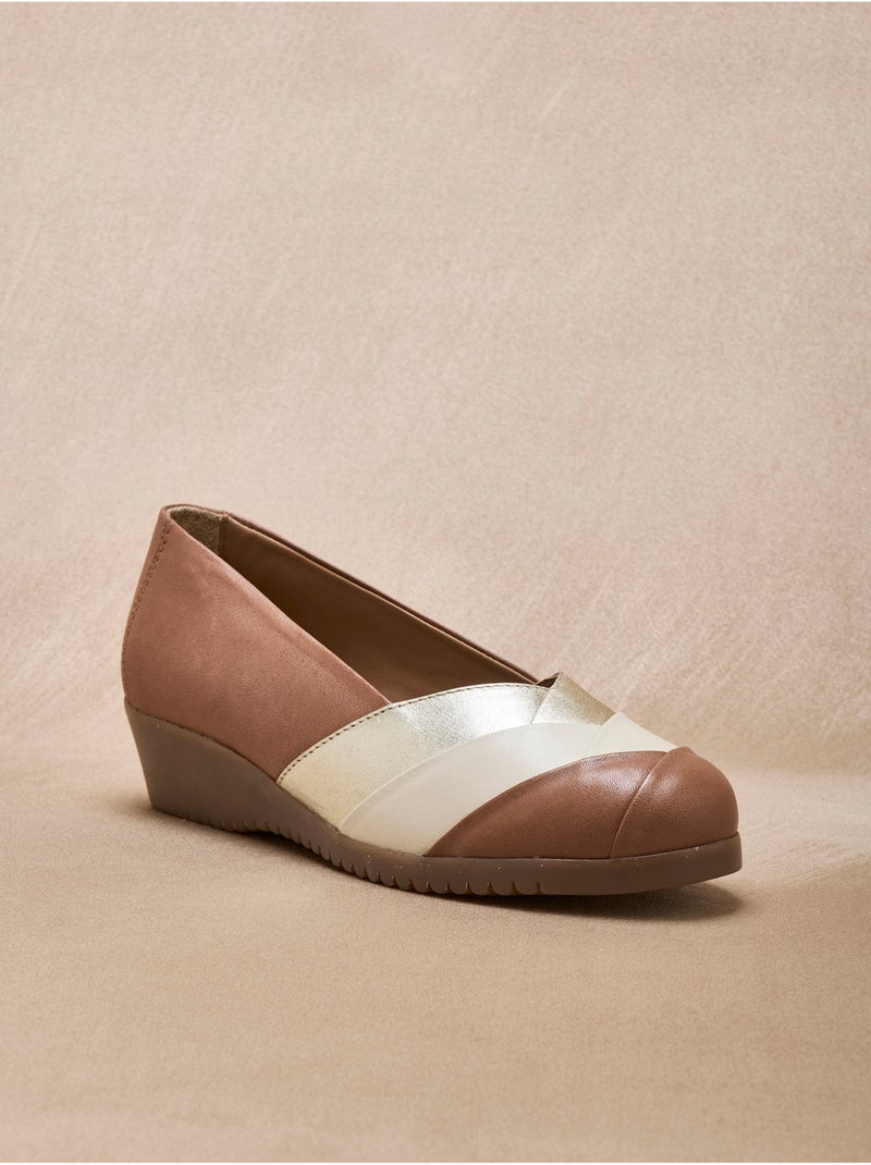 Ballerines tricolore tout cuir - PEDICONFORT Marron - Kiabi