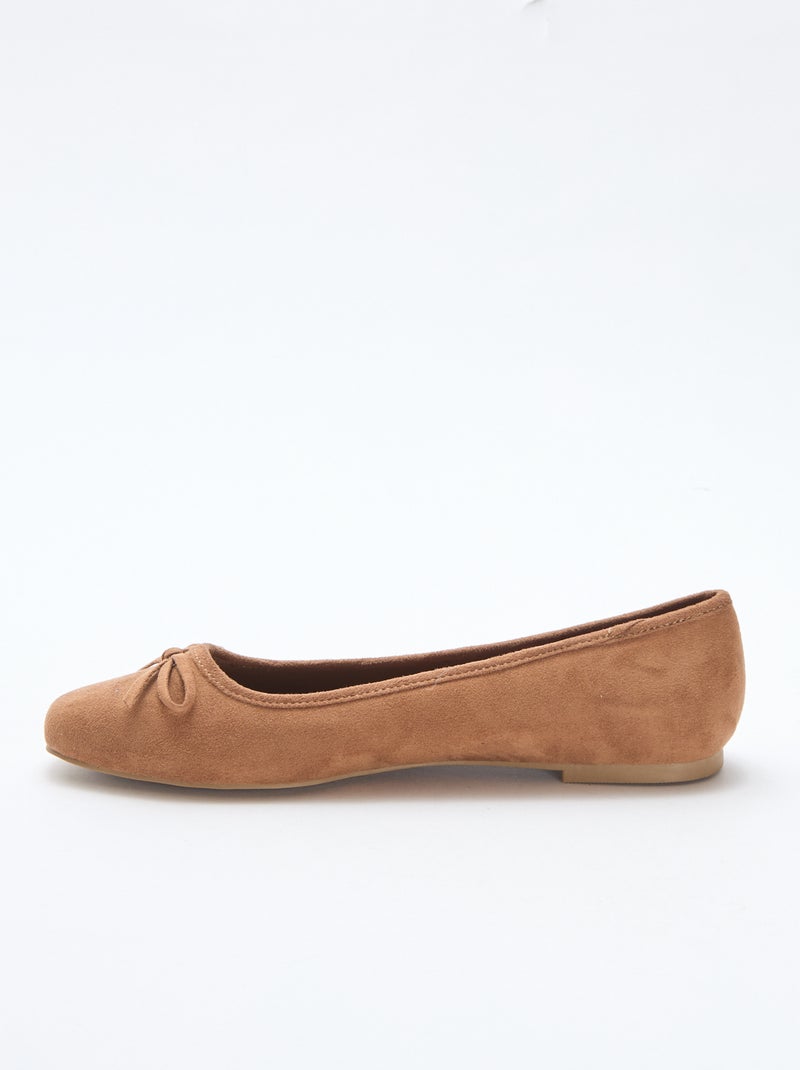 Ballerines unies en suédine Marron - Kiabi