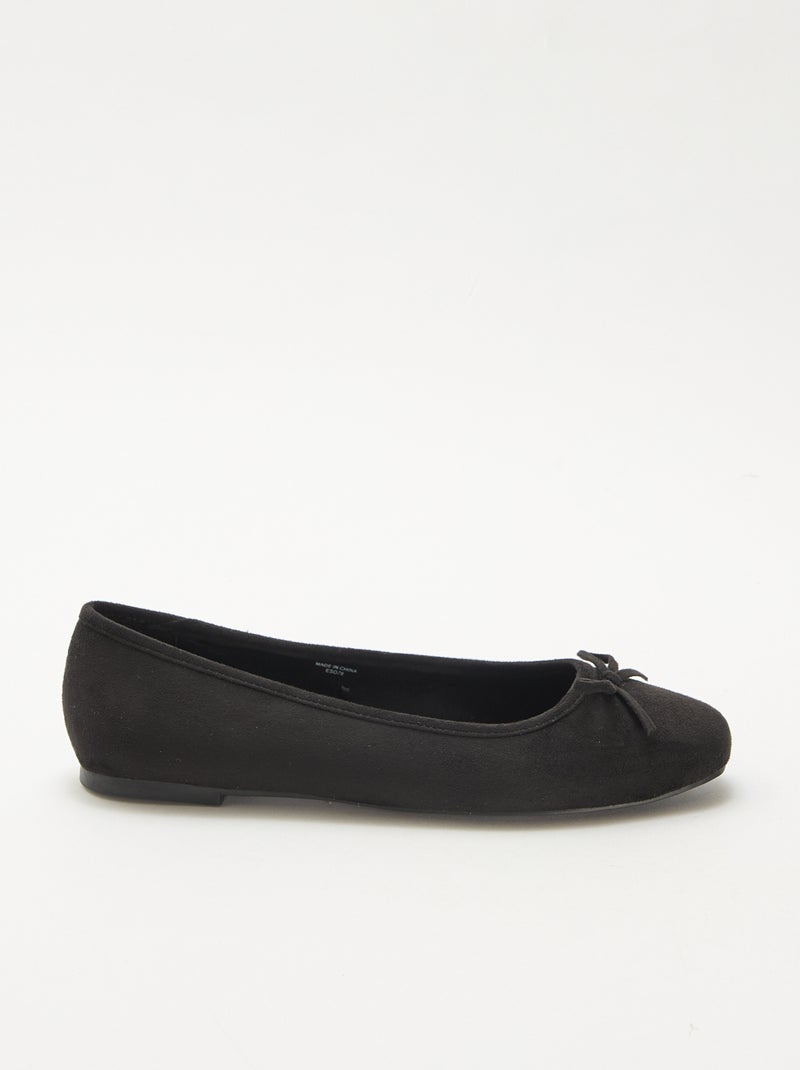 Ballerines unies en suédine Noir - Kiabi