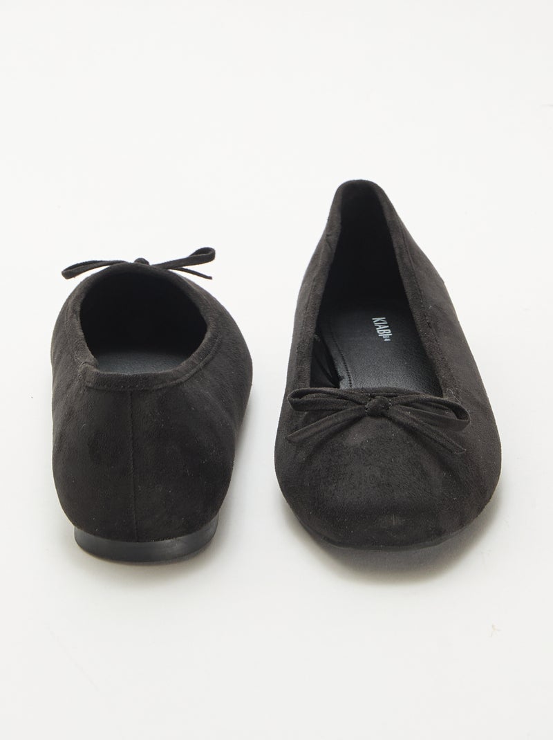 Ballerines unies en suédine Noir - Kiabi