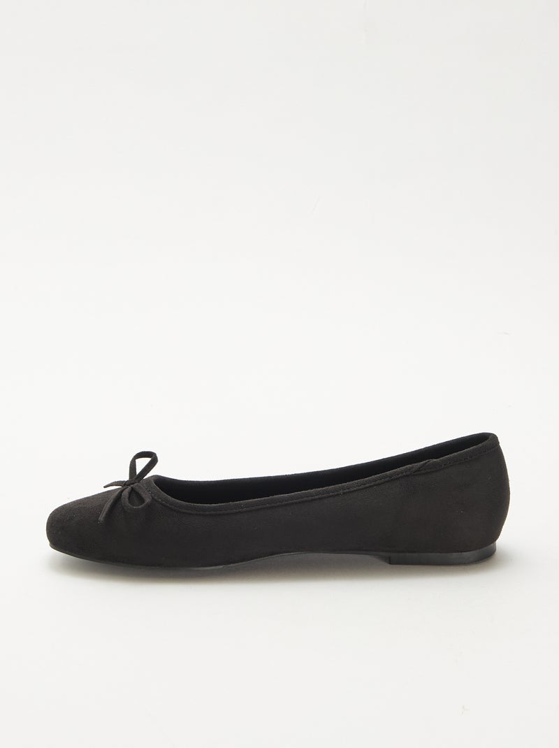 Ballerines unies en suédine Noir - Kiabi