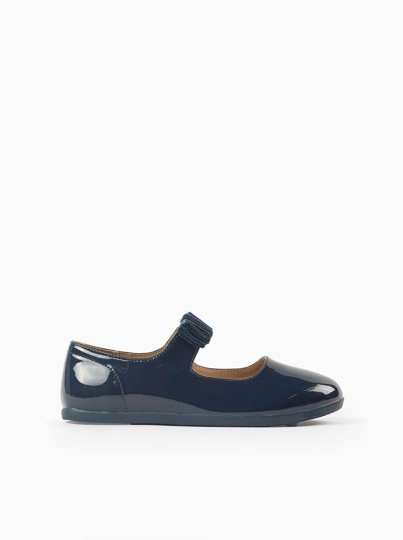 Ballerines Vernies avec Nœud en Velours Bleu - Kiabi