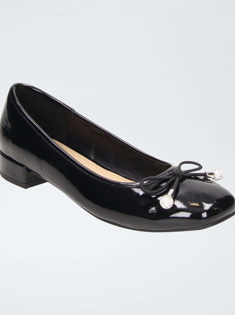 Ballerines vernies avec petits talons Noir - Kiabi