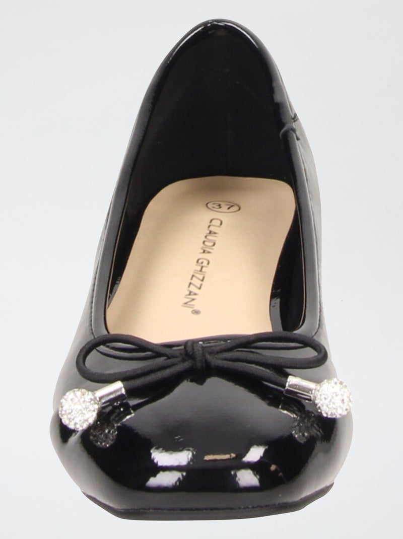 Ballerines vernies avec petits talons Noir - Kiabi