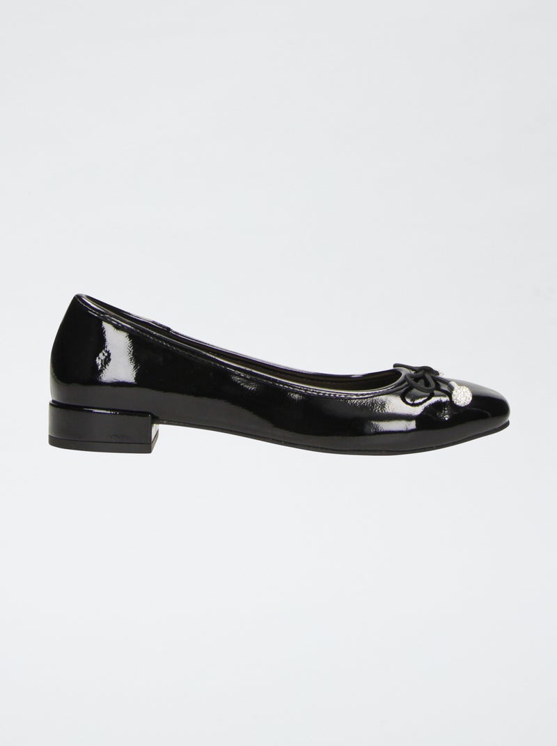 Ballerines vernies avec petits talons Noir - Kiabi