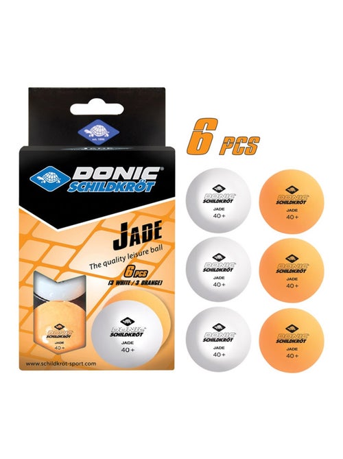 Balles de tennis de table Jade blanches et oranges de qualité Poly 40+ - Kiabi