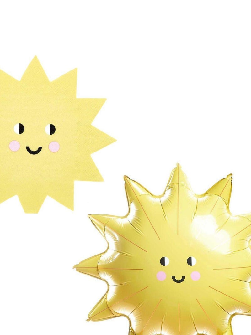 Ballon anniversaire + 20 serviettes en papier soleil Jaune - Kiabi