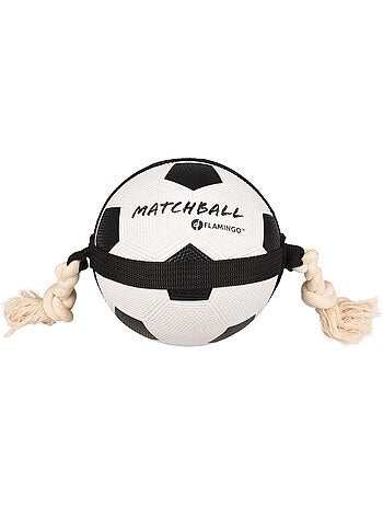 Ballon de football matchball pour chien 20 cm avec corde