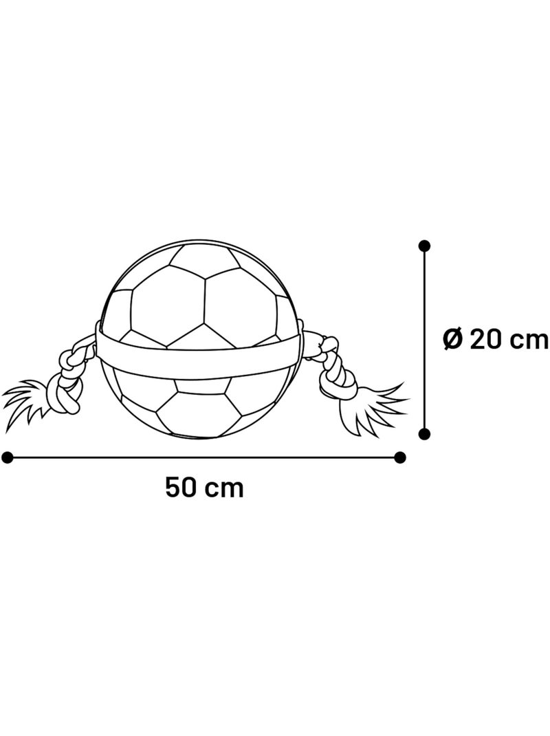 Ballon de football matchball pour chien 20 cm avec corde Blanc - Kiabi