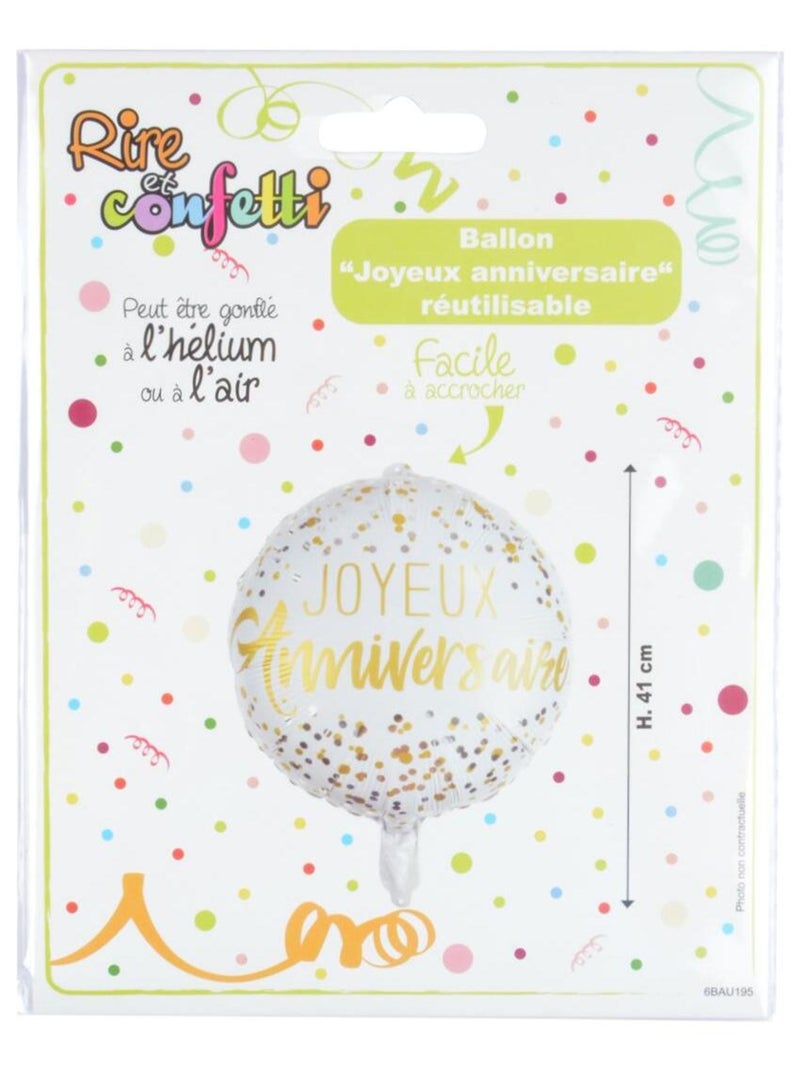 Ballon gonflable Joyeux anniversaire confettis Doré/or - Kiabi