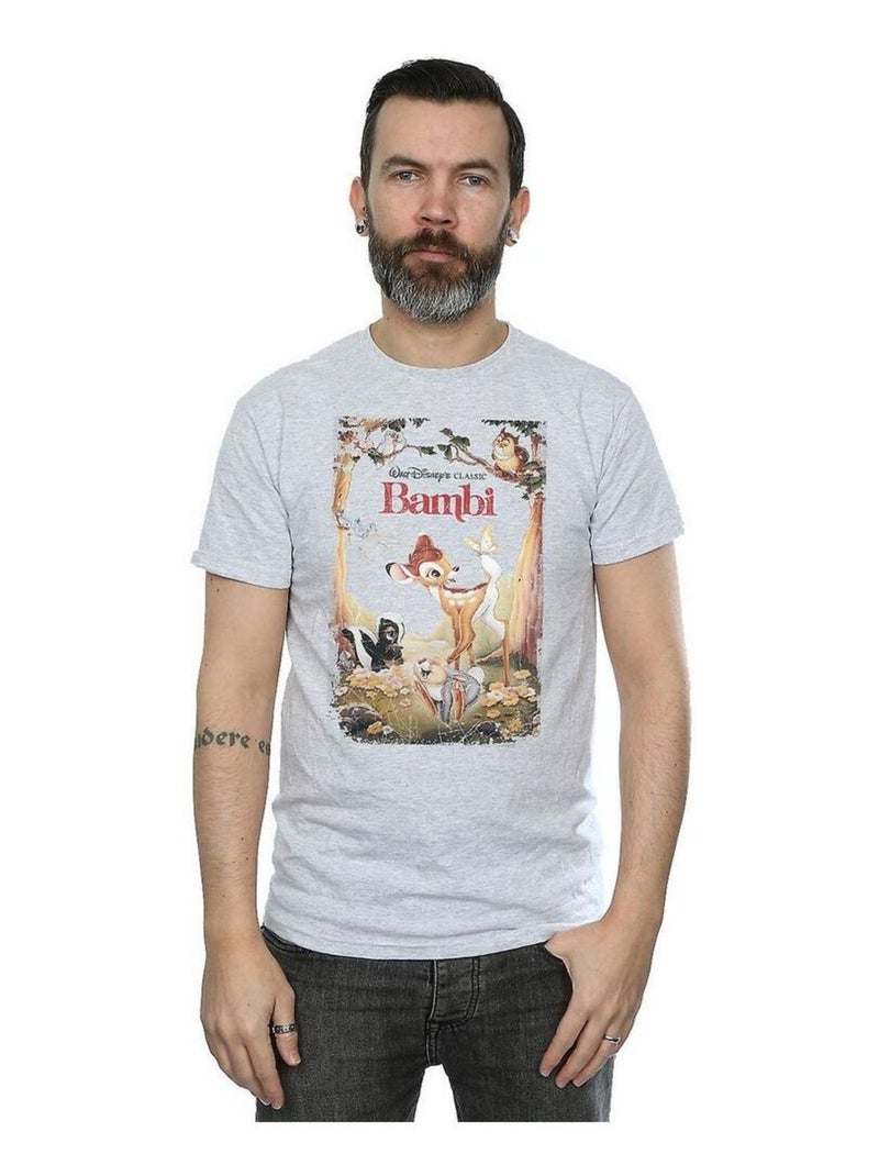 Bambi - T-shirt RETRO (Bambi, Fleur, Monsieur Hibou, Panpan) Gris chiné - Kiabi