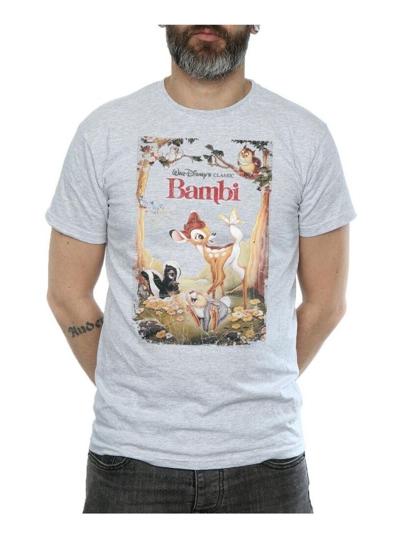 Bambi - T-shirt RETRO (Bambi, Fleur, Monsieur Hibou, Panpan) Gris chiné - Kiabi