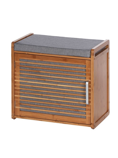 Banc armoire de salle de bain en bambou Bahari - L. 50 x H. 45 cm - Gris - Kiabi