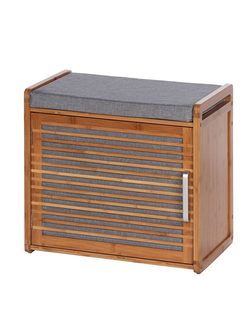 Banc armoire de salle de bain en bambou Bahari - L. 50 x H. 45 cm - Gris Gris - Kiabi