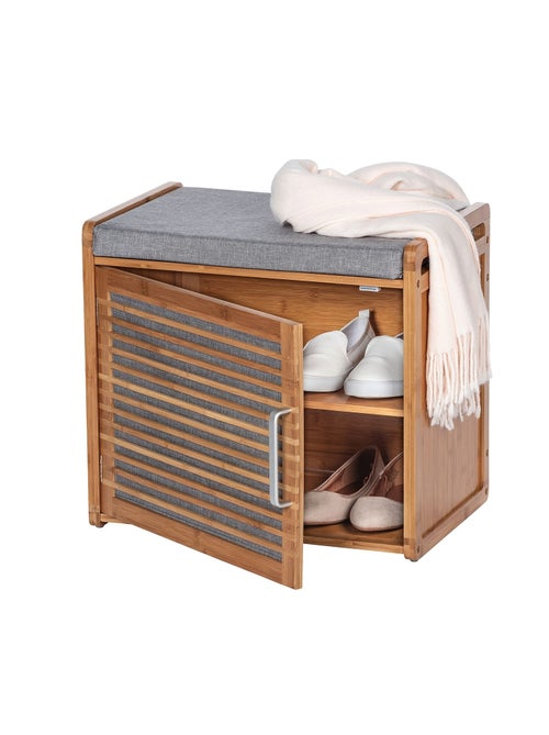 Banc armoire de salle de bain en bambou Bahari - L. 50 x H. 45 cm - Gris - Kiabi