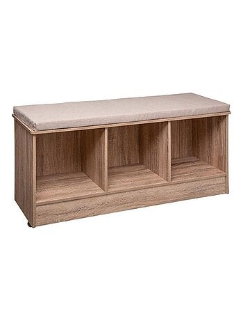 Banc bois 3 cases mix naturel