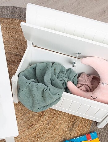 Banc-coffre à jouets en bois avec couvercle à fermeture douce - ROBA
