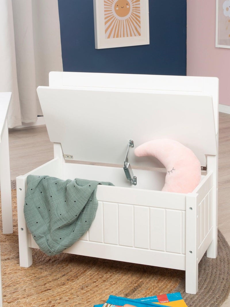 Banc-coffre à jouets en bois avec couvercle à fermeture douce - ROBA Blanc - Kiabi