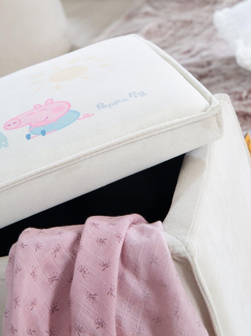 Banc coffre à jouets en bois et velours 'Roba Peppa Pig' Beige - Kiabi