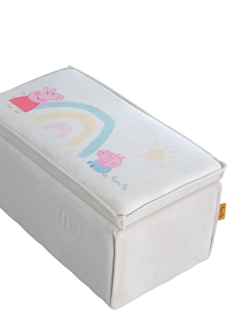 Banc coffre à jouets en bois et velours 'Roba Peppa Pig' Beige - Kiabi