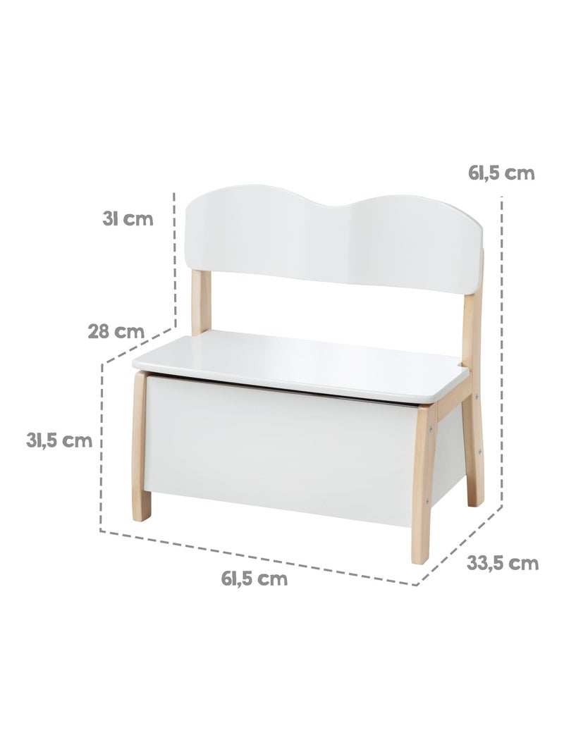 Banc-coffre à jouets en bois massif - ROBA Blanc - Kiabi