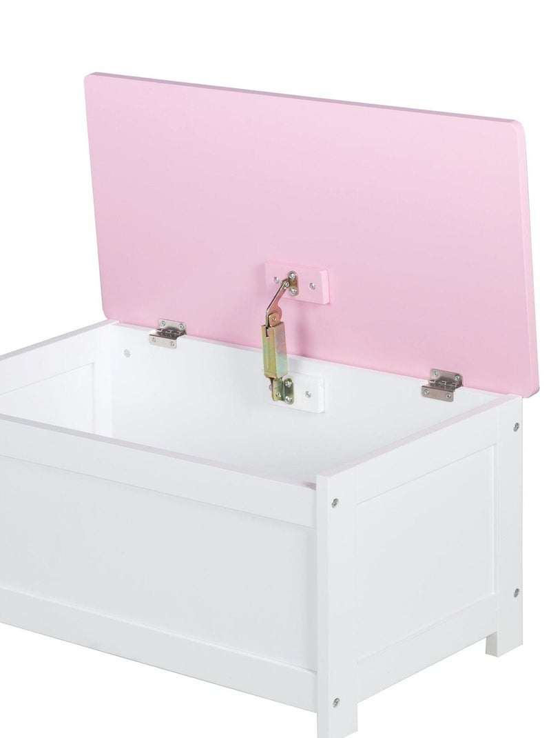 Banc-coffre à jouets en bois motif conte de fées 'Krone' ROBA Blanc Rose - Kiabi