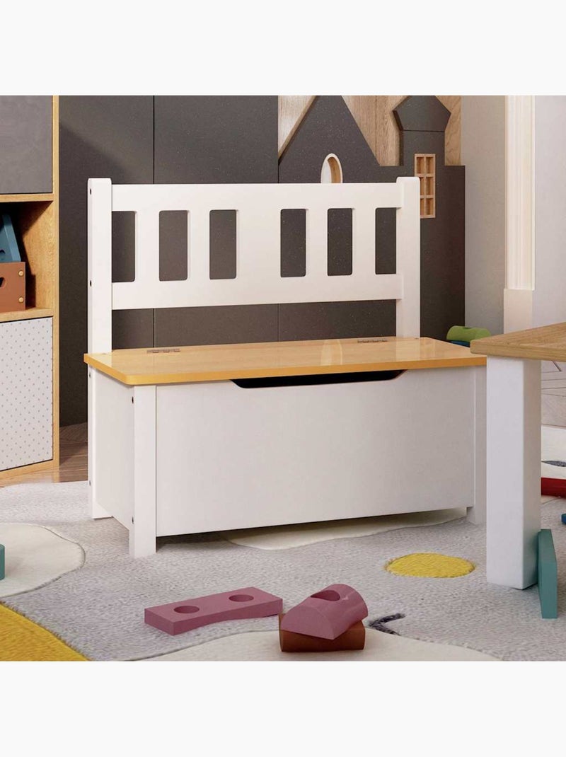 Banc coffre de rangement enfant avec couvercle en mdf - vidaxl Blanc Beige - Kiabi