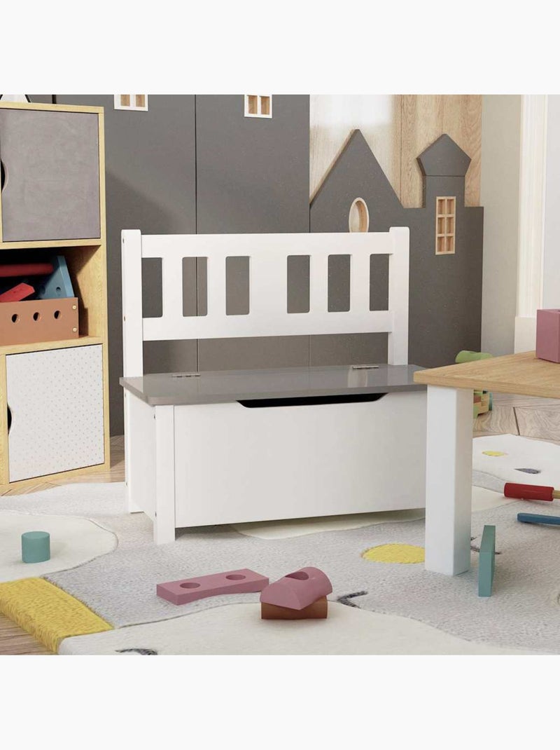 Banc coffre de rangement enfant avec couvercle en mdf - vidaxl Blanc Gris - Kiabi