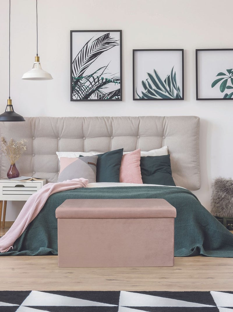 Banc coffre de rangement pliable en velours côtelé GIULIA Rose - Kiabi