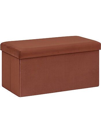 Banc coffre de rangement pliable velours tess