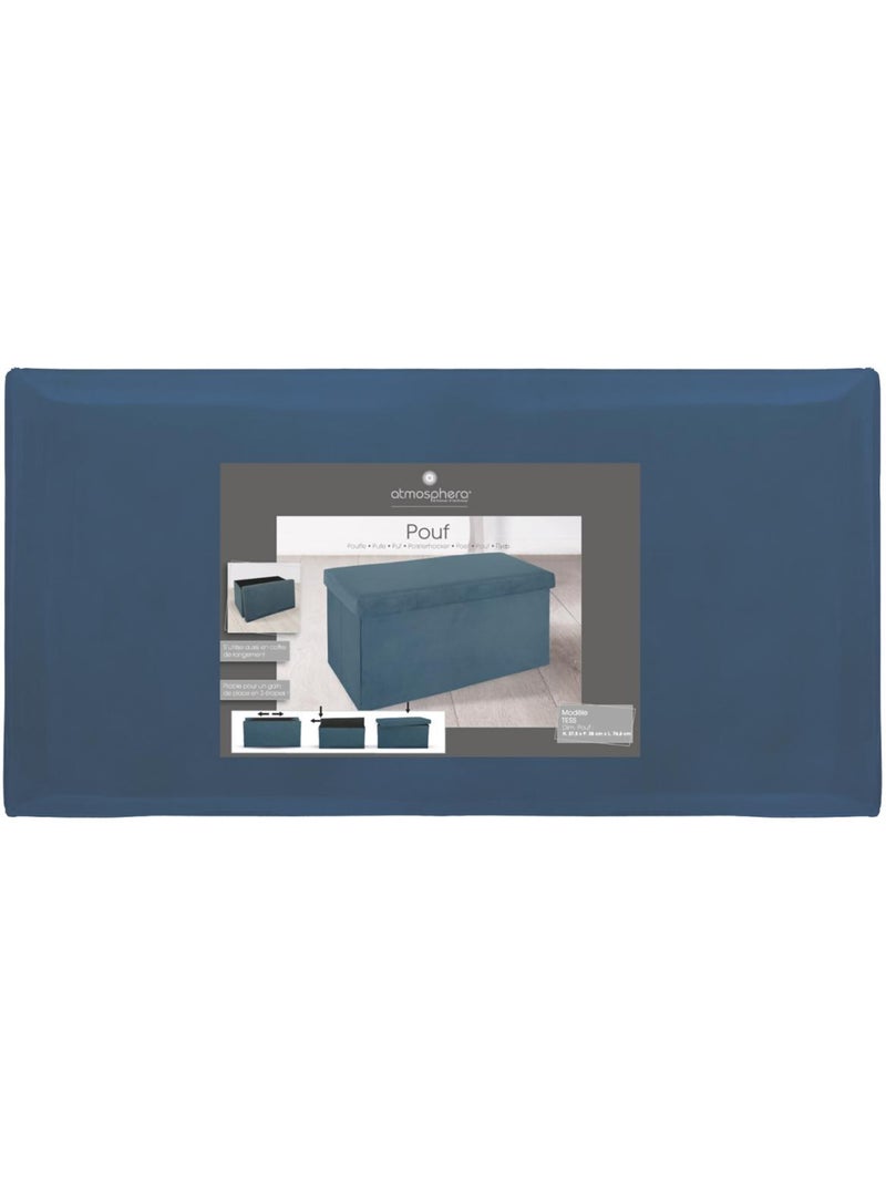 Banc coffre de rangement pliable velours TESS Bleu - Kiabi