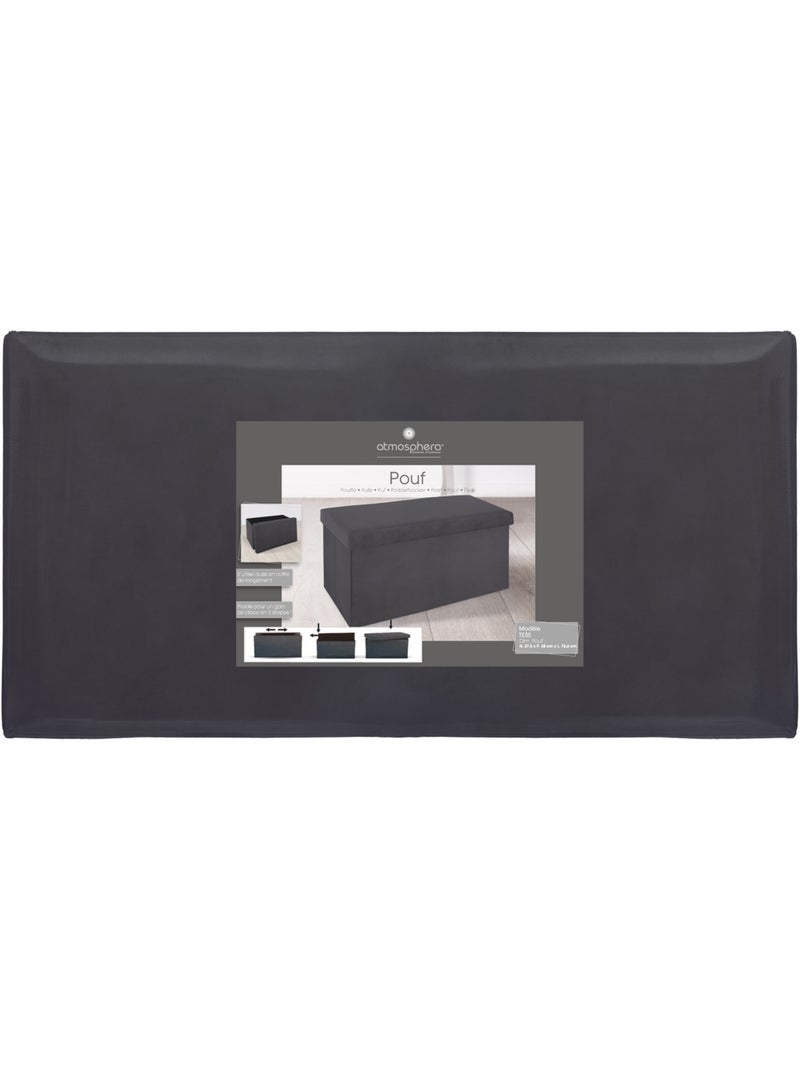 Banc coffre de rangement pliable velours TESS Gris - Kiabi