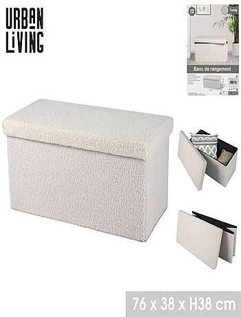 Banc coffre de rangement pliant en bouclette KUBE