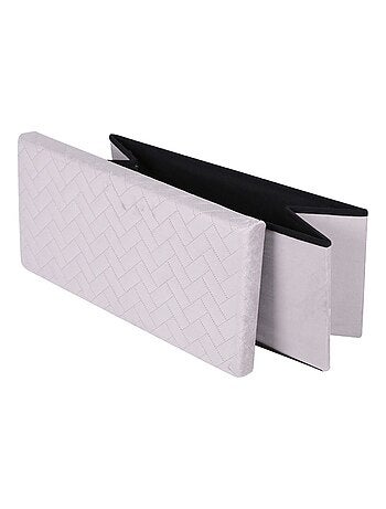 Banc coffre de rangement pliant en velours à motifs chevrons KUBE