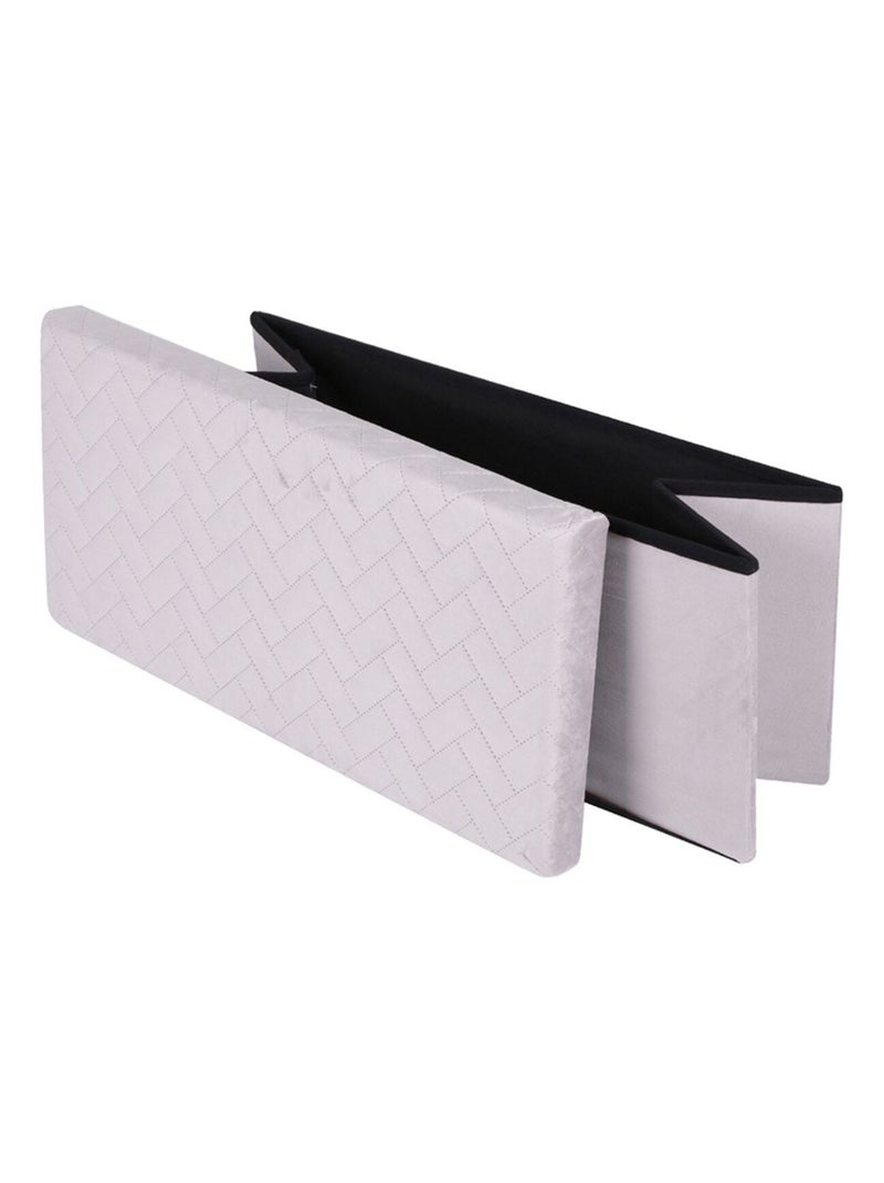 Banc coffre de rangement pliant en velours à motifs chevrons KUBE Gris clair - Kiabi