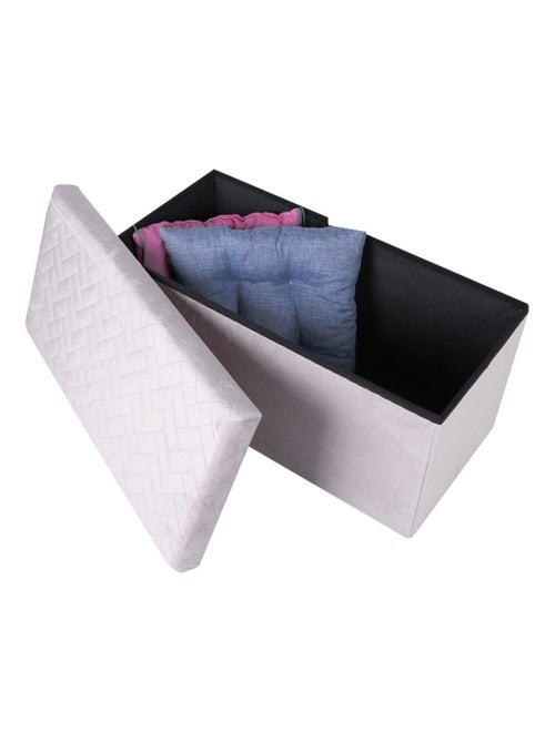 Banc coffre de rangement pliant en velours à motifs chevrons KUBE - Kiabi