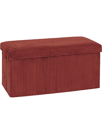 Banc coffre de rangement pliant en velours côtelé arum