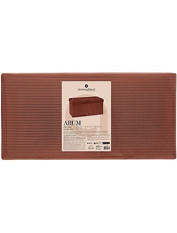 Banc coffre de rangement pliant en velours côtelé arum