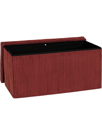 Banc coffre de rangement pliant en velours côtelé arum