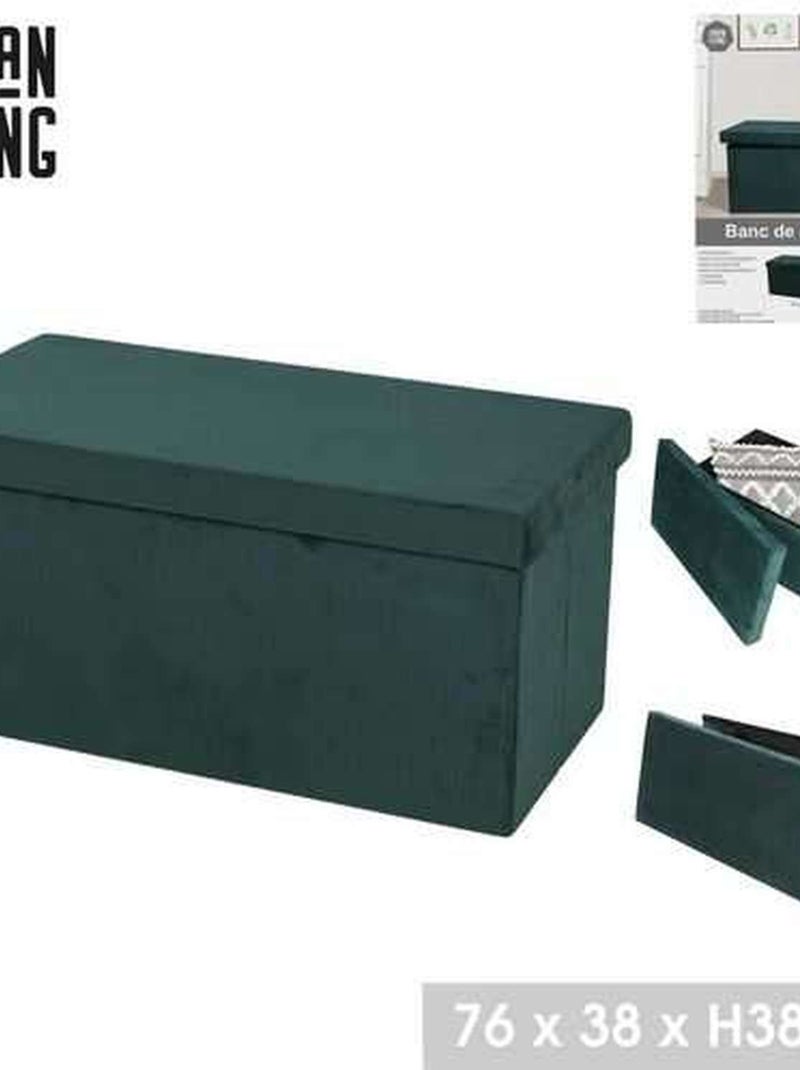 Banc coffre de rangement pliant en velours côtelé KUBE Vert - Kiabi