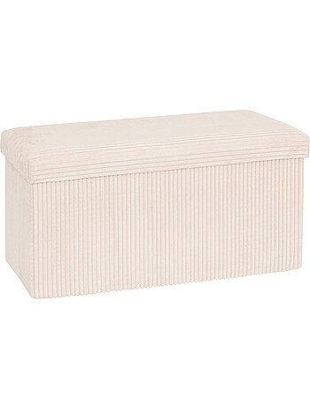 Banc coffre de rangement pliant en velours côtelé arum