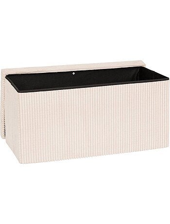Banc coffre de rangement pliant en velours côtelé arum