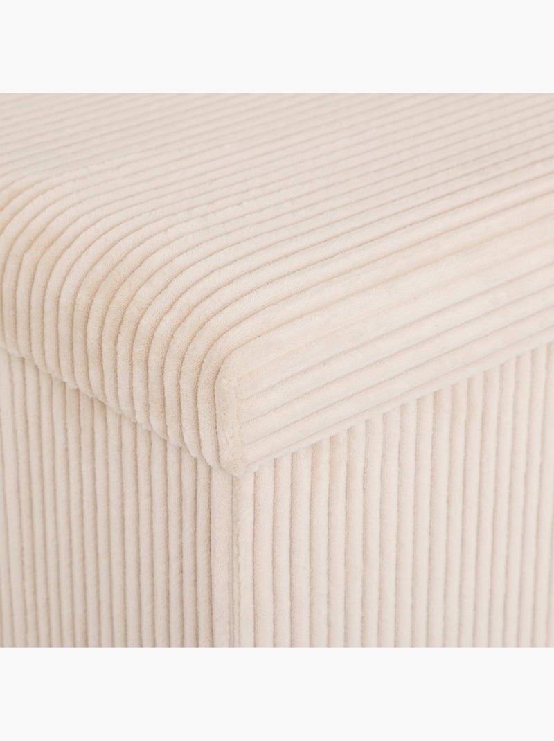 Banc coffre de rangement pliant velours côtelé arum Ivoire - Kiabi