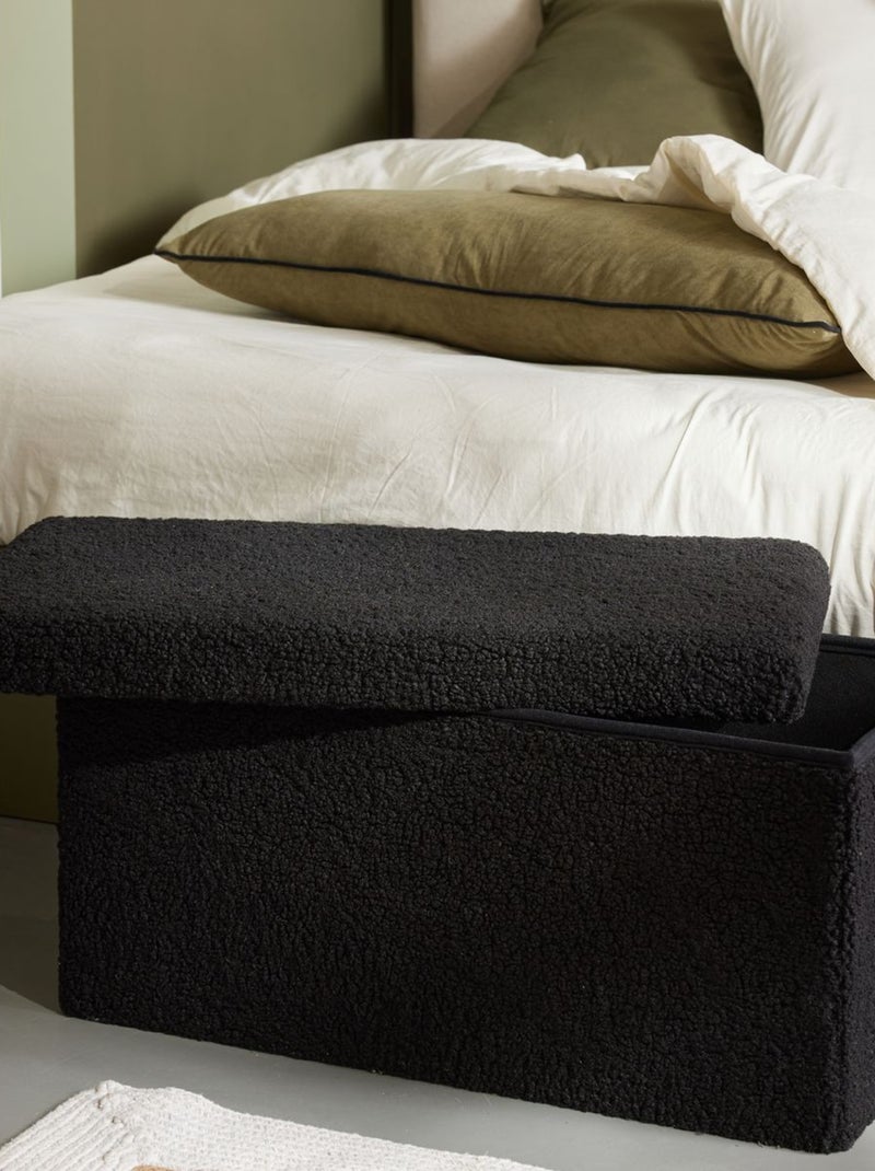 Banc coffre en tissu bouclette MATCHA Noir - Kiabi