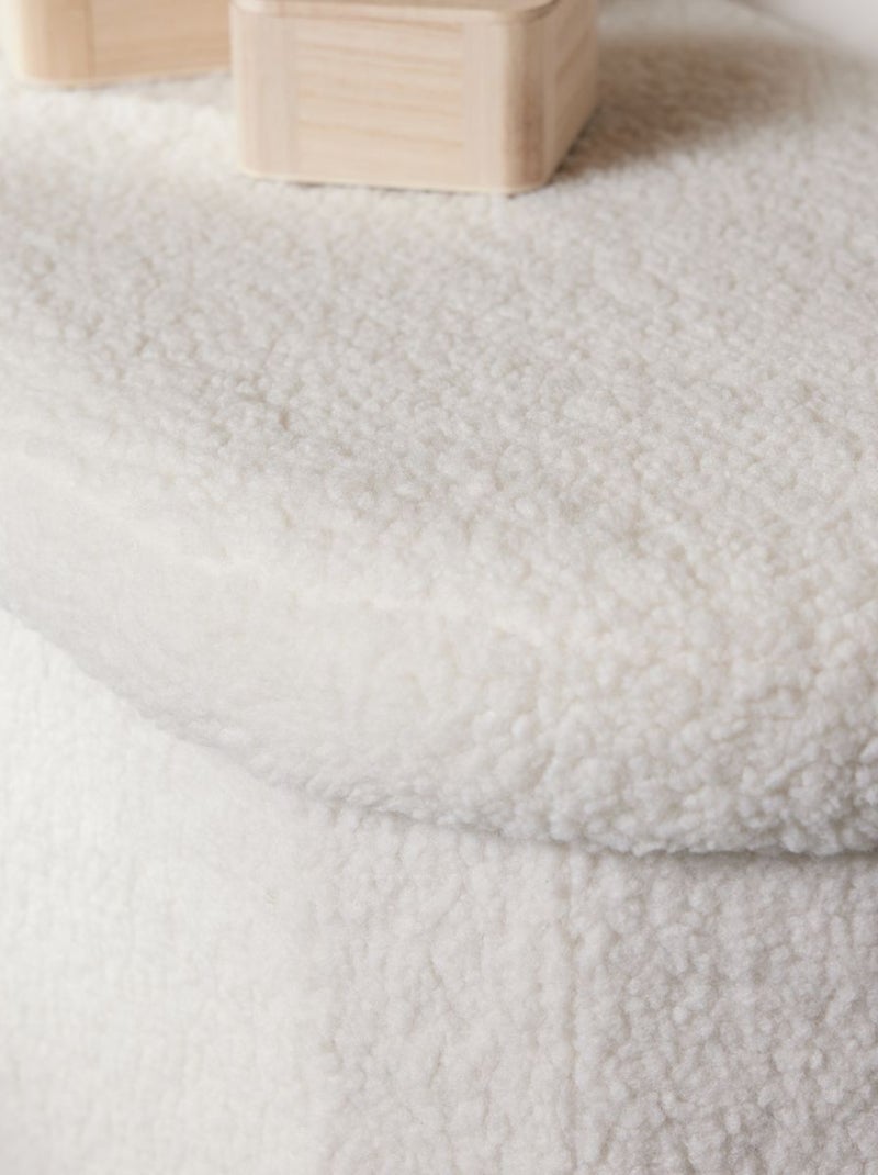 Banc coffre ovale en tissu bouclette MOKA Blanc - Kiabi