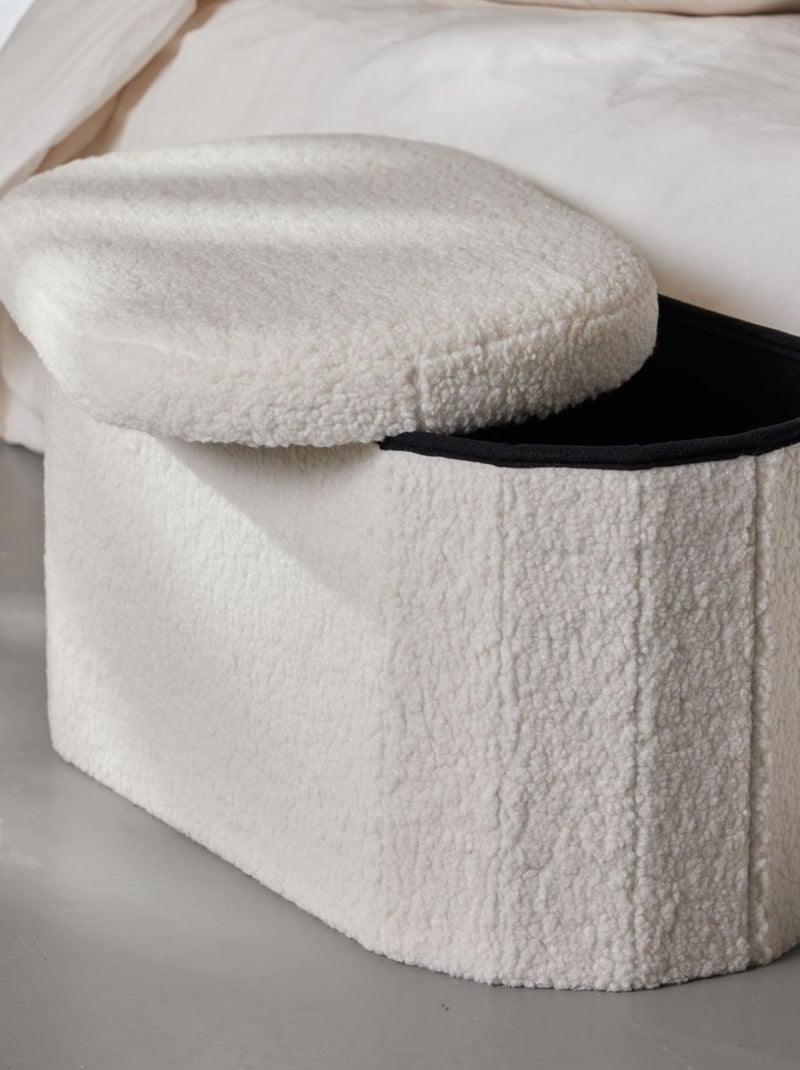 Banc coffre ovale en tissu bouclette MOKA Blanc - Kiabi
